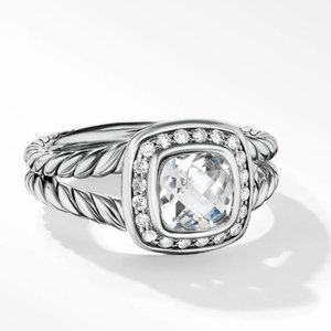 David Yurman Petite Albion Ring with White Topaz and Pavé Diamonds